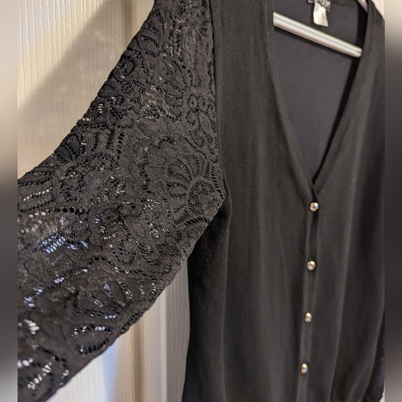 NWOT black cardigan with lace sleeves - Picture 2 of 9